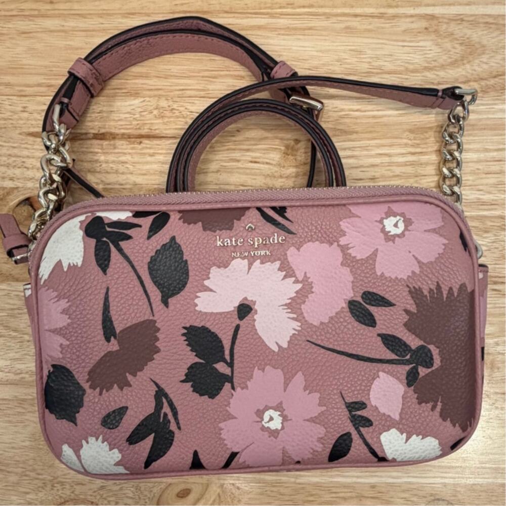 Kate Spade Leather Kendall Briar Lane Gala Floral Rose Pink Kendall Crossbody
